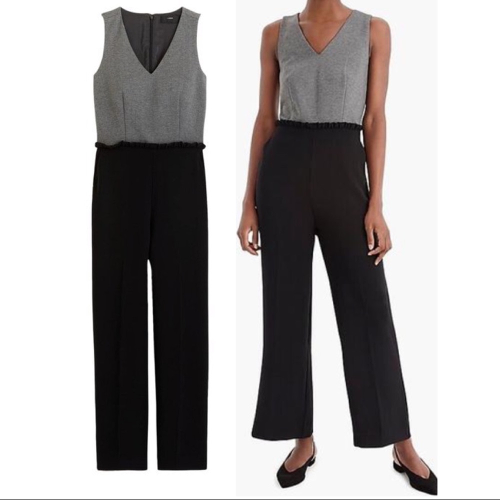 NWT J. Crew 365 Gray Black Sleeveless Jumpsuit